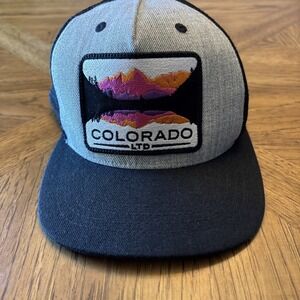 Colorado LTD Limited Big Patch Mountain Skyline‎ Black Hat Cap SnapBack Mesh